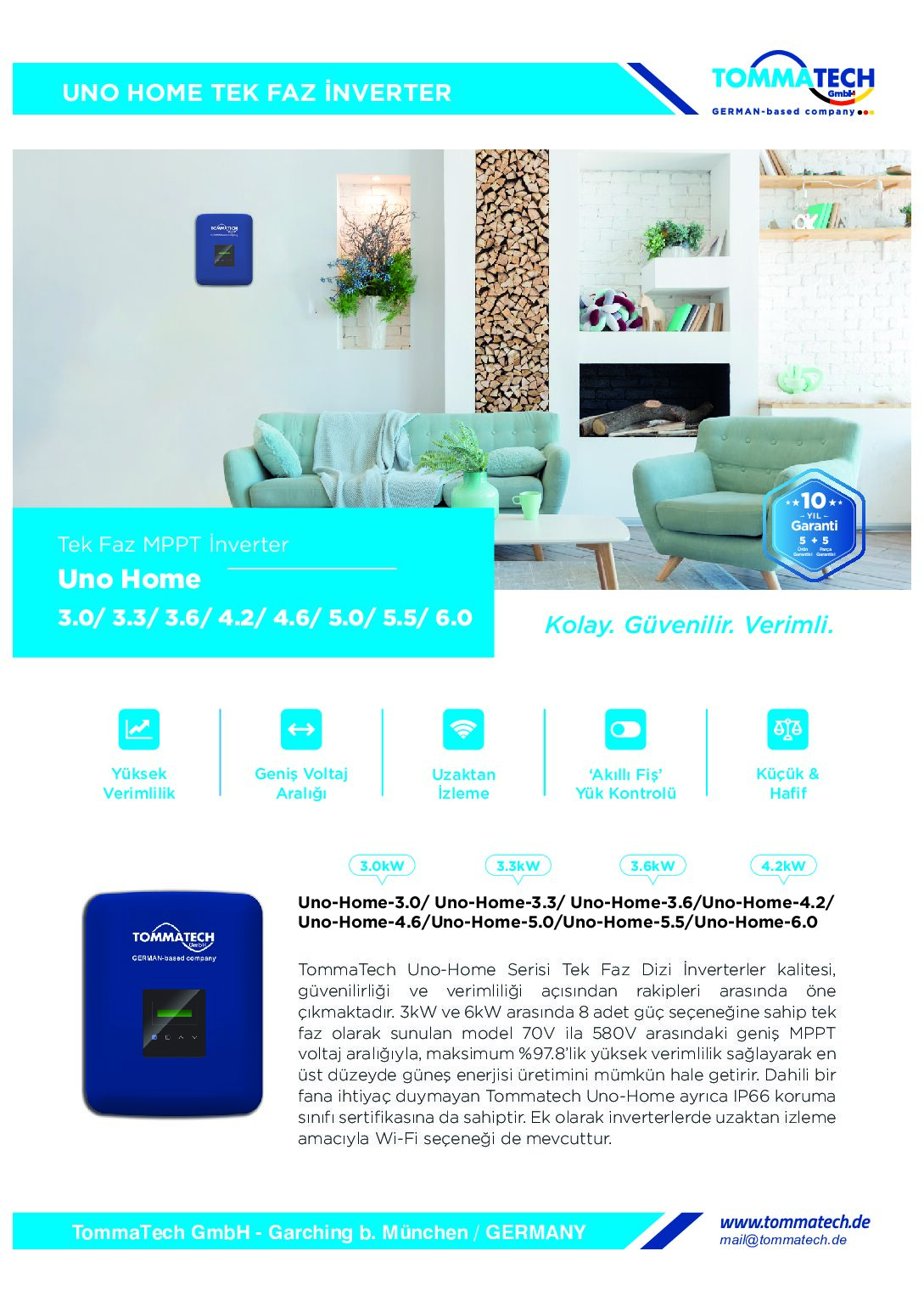 TommaTech Uno Home 5.5 Tek Faz Dizi İnverter